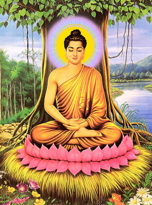 Đức Phật ngồi dưới cội bồ đề
