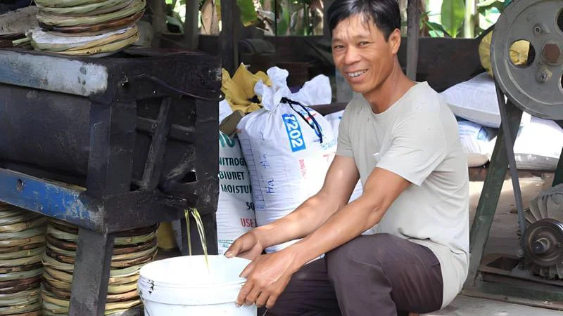 Người dân đi ép dầu lạc