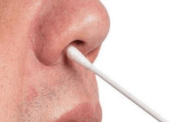 Dùng tăm bông thấm đều nước cỏ hôi trong thành mũi